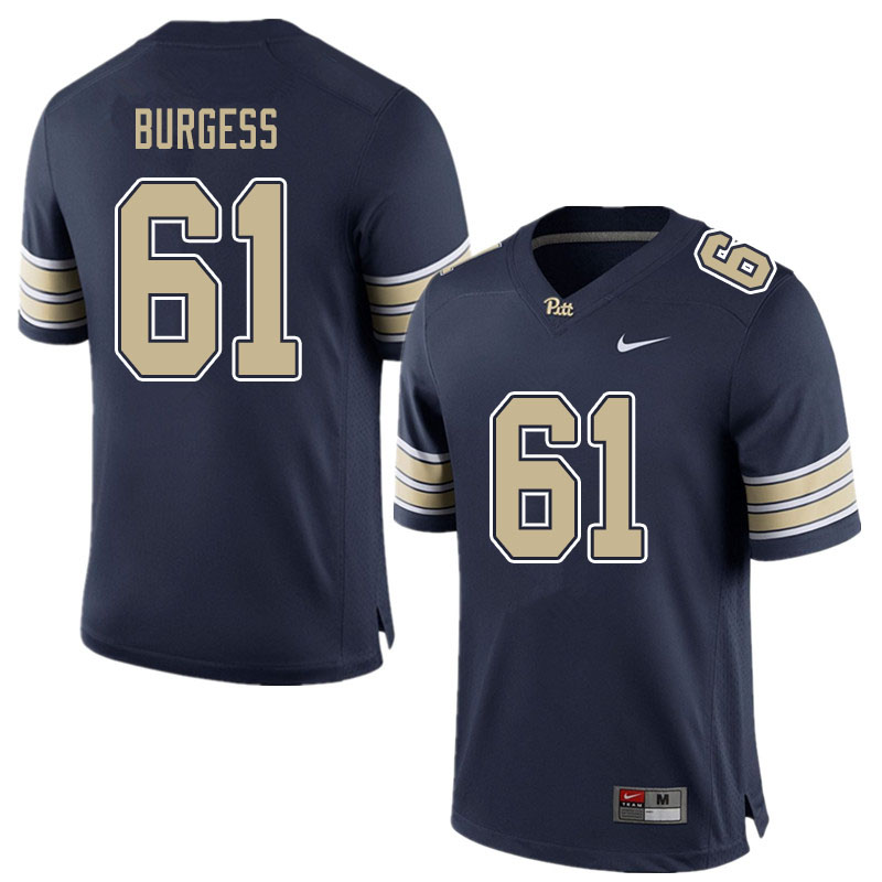 Men #61 Brian Burgess Pitt Panthers College Football Jerseys Sale-Blue